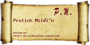 Prolich Milán névjegykártya